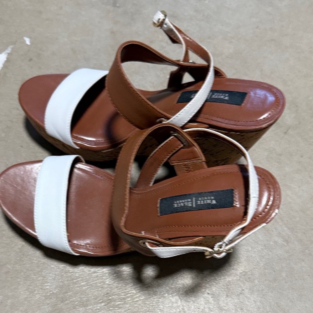 White House Black Market Two-Tone Wedge Sandals